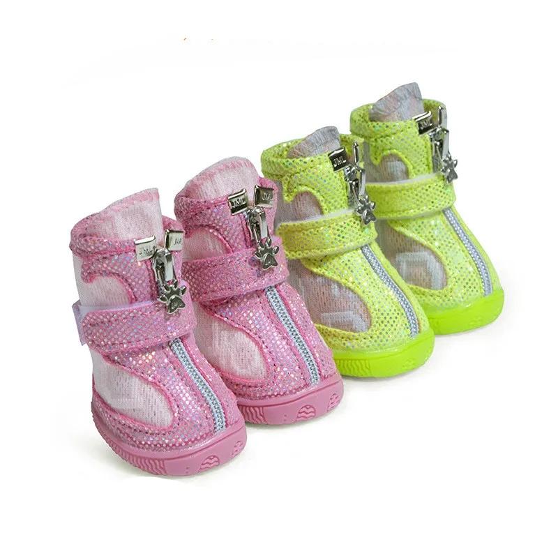 Chaussures Bling pour Petit Chien Maille Respirante Bottes de Course pour Chien Antidérapantes Printemps Été Chaussures pour Chien de Compagnie