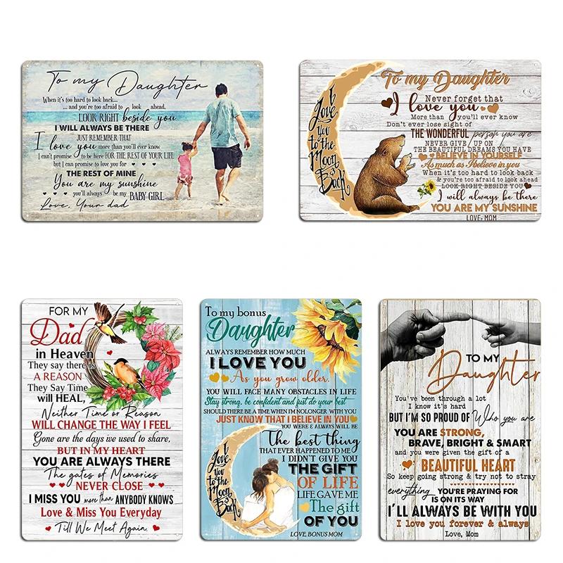To My Daughter from mom strong brave bright smart When Its Too Hard to Look Back Metal Printing Plaques Home Tin Sign Poster