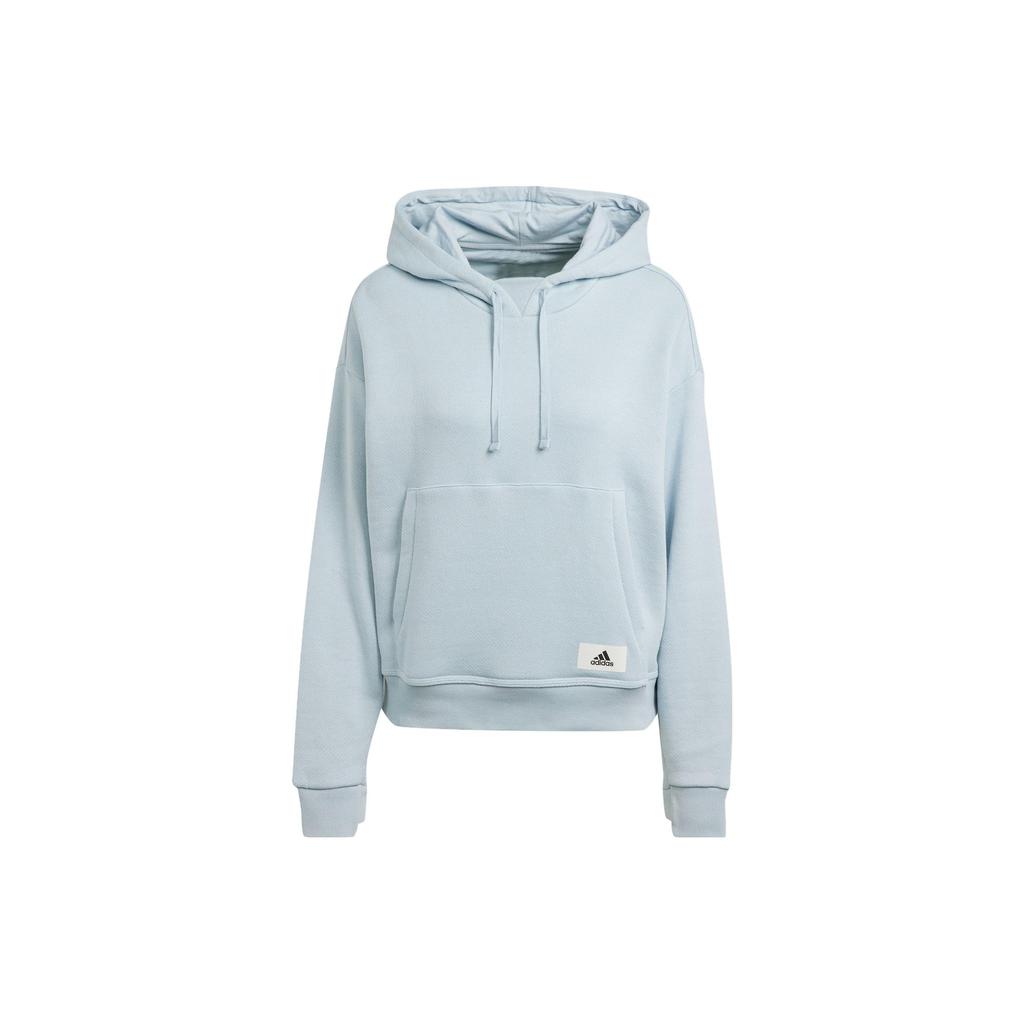 Adidas Solid Color Sports Casual Hoodie Women Hoodies Blue IU3175