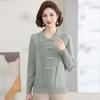 Mom's autumn lapel-neck knitted sweater medium-aged girl's spring and autumn long-sleeved sweater bottoming shirt top