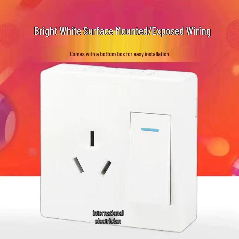 Ultra-Thin Surface-Mounted Single-Pole Switch & Socket Panel for Home Walls