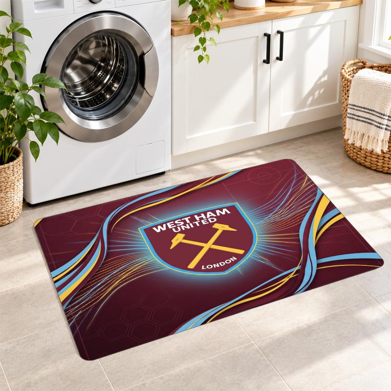 Flannel Kitchen Mat West Ham United Football Soft Area Rug Non Slip Floor Carpet Home Decoration