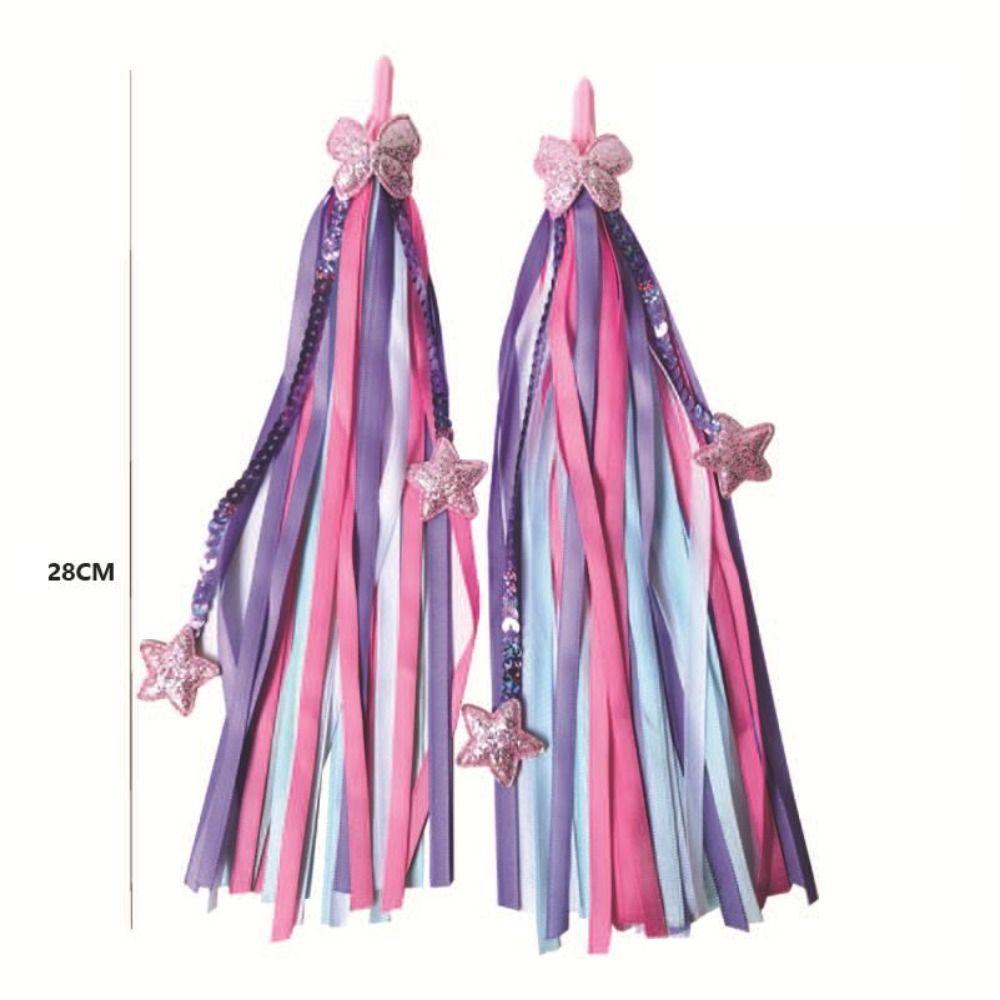 1pair Colorful Bike Tassels Ribbon Style Scooter Tassels Sparkly Handlebar Streamers  Scooter