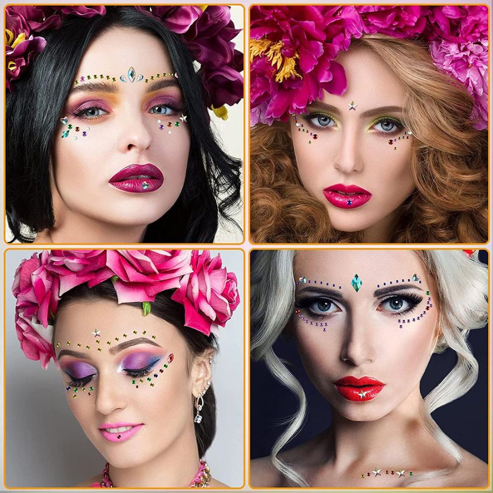 Pearls Jewelry Stickers Festival Makeup Decoration Rhinestone Stickers Face Body Colored