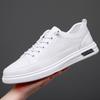 New Shoes for Men Spring Summer Genuine Leather Casual Shoes Designer Microporous White Flat Skateboard Shoes Leisure Sneakers