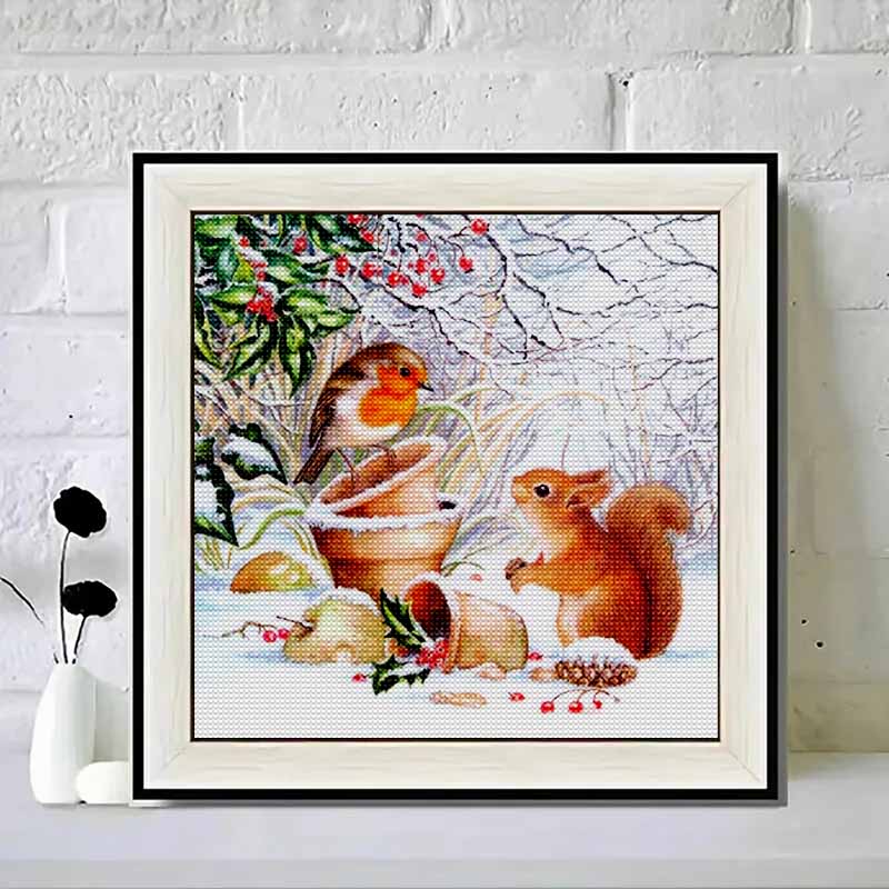 New Arrival 5D DIY Full Circle Diamond Painting "Squirrel and Bird" Embroidery Cross Stitch Home Decor Gift