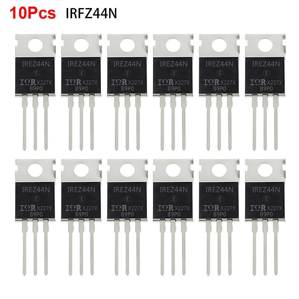 10Pcs TO-220 IRFZ44N MOSFET Transistor 49A 3-Pin N-Channel Power MOSFET 55V Rectifier Power Transistor