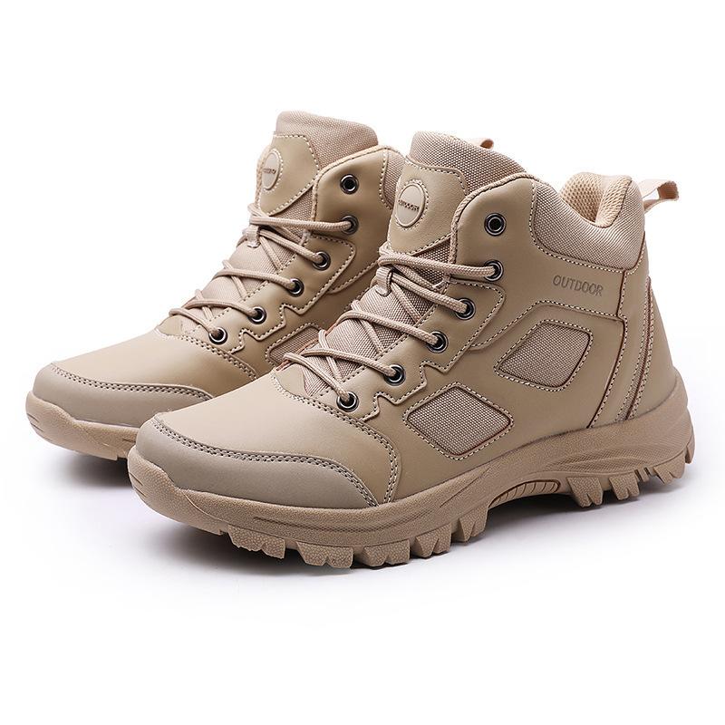 

Large size flat heel brown sticky high top average size non-slip outdoor hiking shoes tactics 47 пісочний