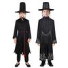 1 Set Black Hunter Costume Set Well-Crafted Traditional Clothing Role-playing Props Coat Trousers Hat Chain