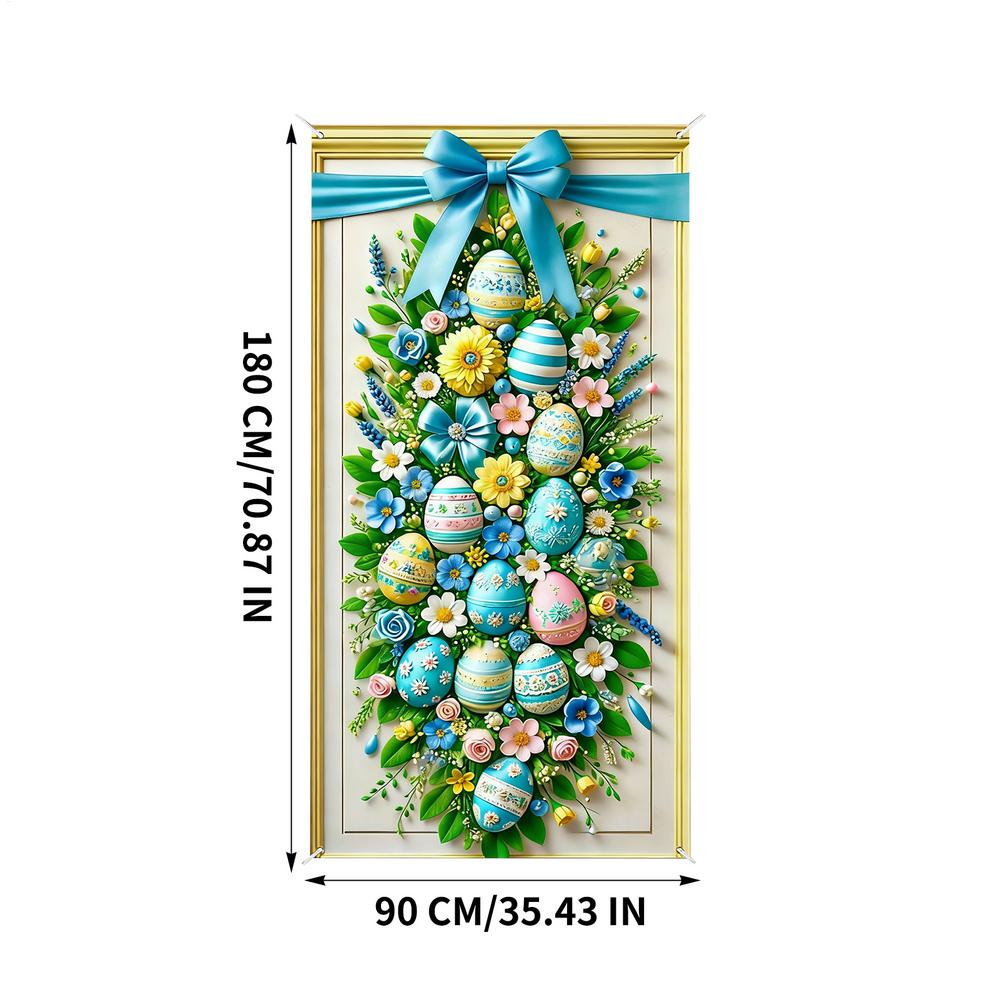 

35x70 Inch Large Happy Easter Banner Cute Waterproof Backdrop Funny Front Door Sign Perfect for Office, Classroom, Farmhouse