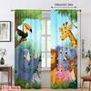 Set Of 2 Jit Cartoon Animals Printed Curtains Polyester Kids Room Window Decor Curtain Darkening With Rod Pocket Ideal For