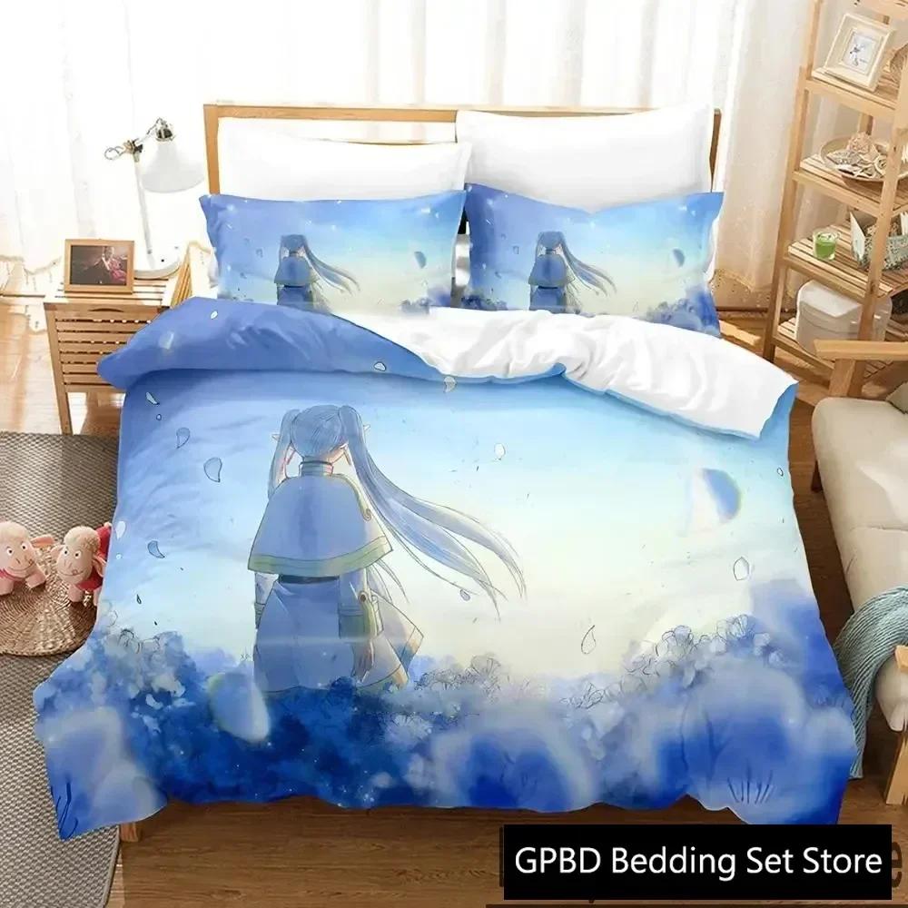 3D Print Anime Frieren Comfortable Duvet Quilt Cover Pillowcase Bedding Set Children Bedroom Decoration Home Textile