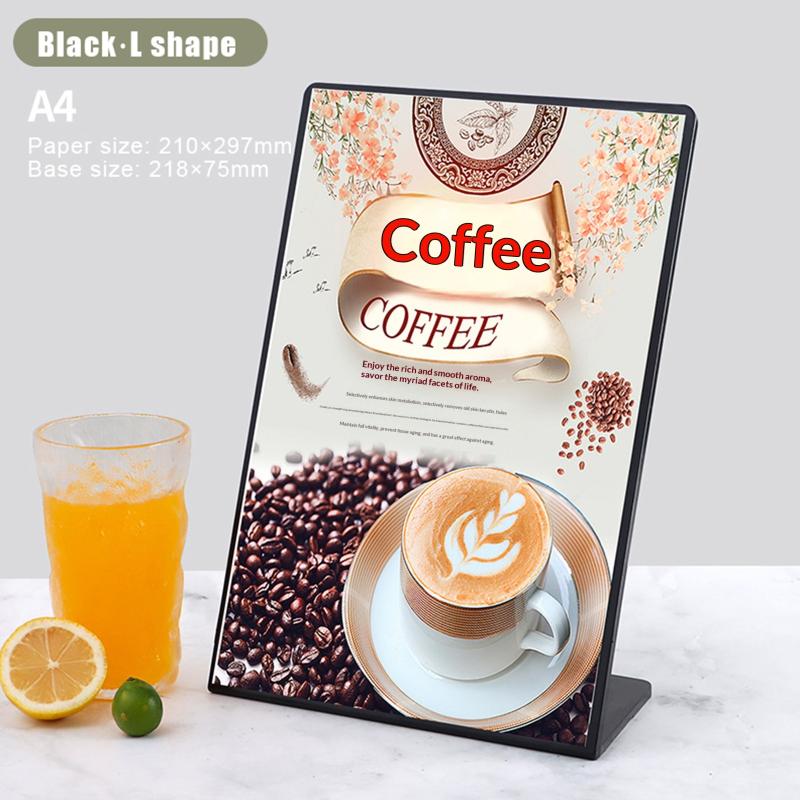 Acrylic A4 Menu Display Stand L Shaped Vertical Holder Name Card Display Desk Clear Sign Stand for Restaurant Promotion Event
