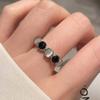 Chic Minimalist Open Finger Ring With Geometric Black And White Cat Eye Stone