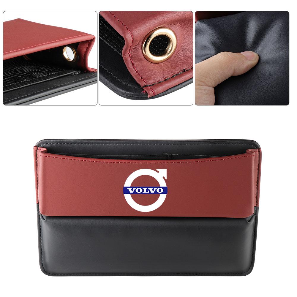 Leather Car Center Console Storage Box Auto Emblem Seat Gap Organizer Accessories For Volvo XC90 C30 T6 S60 C70 XC70 V70 S80 S40