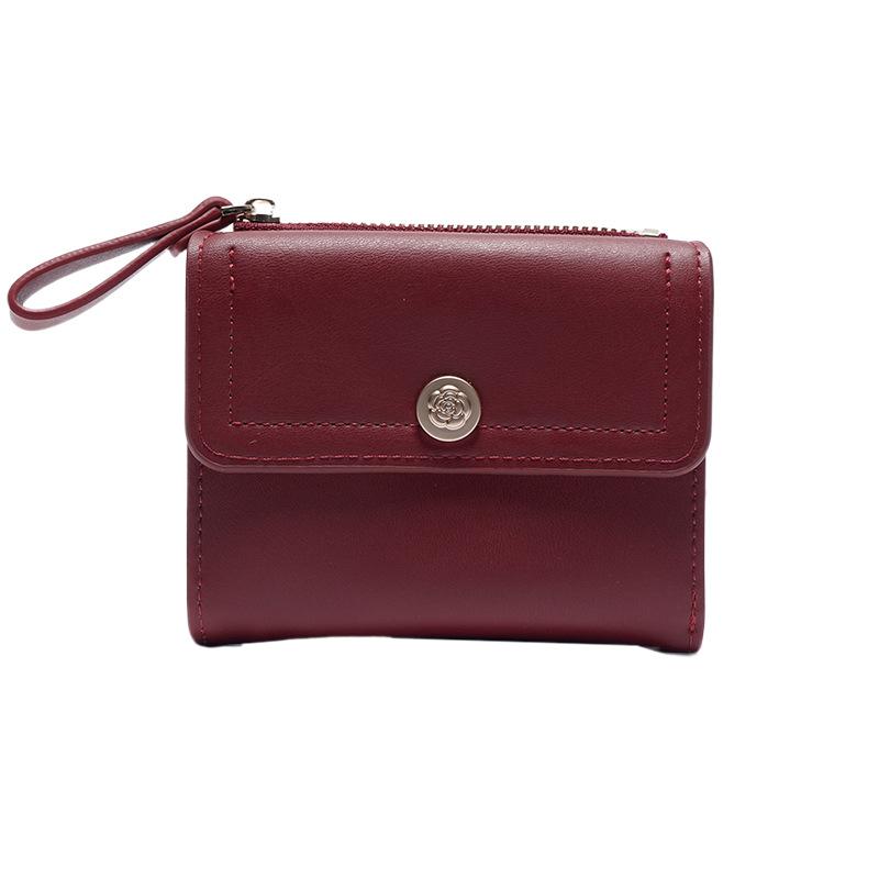

Короткий модный трехсложенный женский складной кошелек, студенческий простой многофункциональный сертификат инс кошелек для мелочи красный