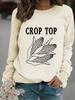 Autumn/Winter Women's Casual Long-Sleeve Corn Print Crop Sweatshirt