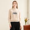 TUHUANG Women's 100% Pure Wool Artistic Embroidered Semi-High Collar Knit Sweater