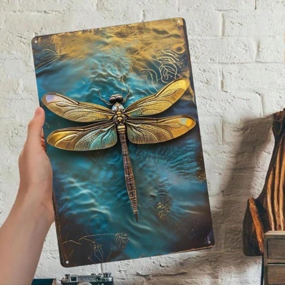 Vintage Dragonfly Metal Tin Sign Retro Wall Art Rustic Home Decor Kitchen Bar