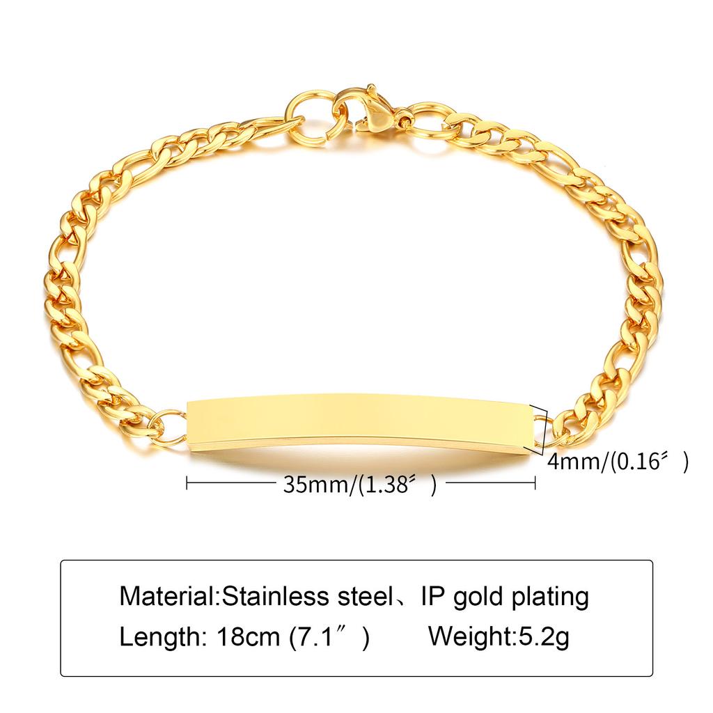 Personalized Bracelet Customizable Non Allergy Stainless Steel Bracelet for Men Women Free Engrave Name/letter/logo Custom Gifts