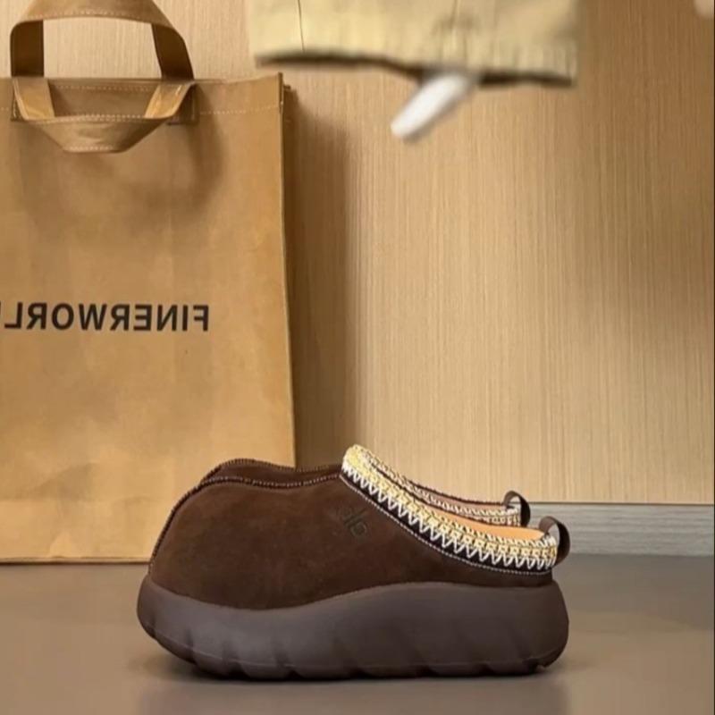 Big head snow boots slippers half-towed velvet thickened warm and non-slip winter new lazy one-pedal cotton shoes