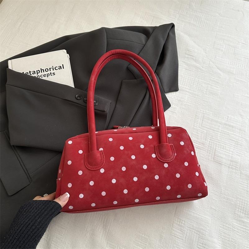 Simple Polka Dot Casual Shoulder Handbag Bowling Commuter Underarm Tote Bag
