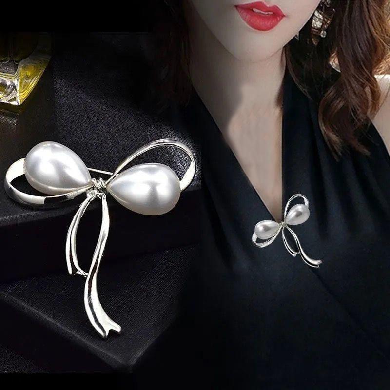 French Pearl Anti-Exposure Blazer Insert Accessory Single Pin Brooch Mourning Brooch