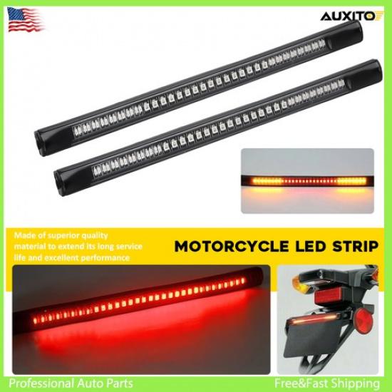12V Motorcycle Strip LED Brake 48LED Stop Signals Turn Running R/A Light Tail