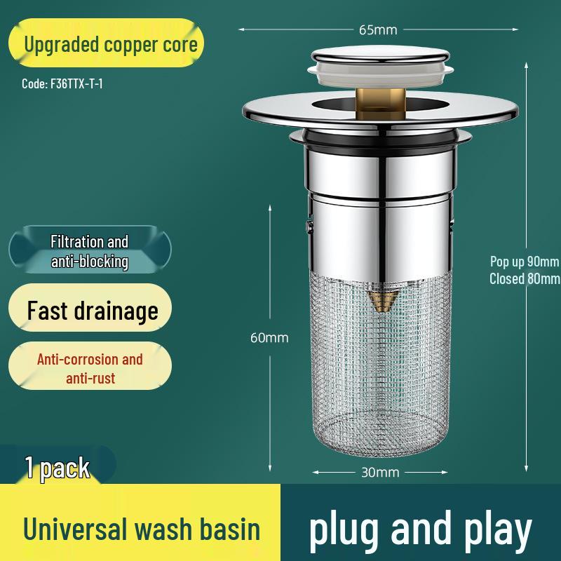 Anti-Odor Pop-Up Drain Stopper for Washbasin