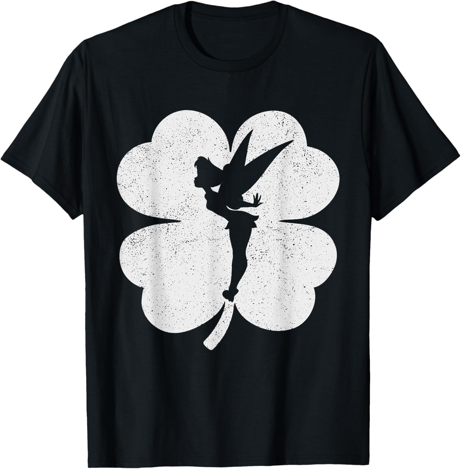 Hot Fashion Disney Tinker Bell 4-Leaf Clover Silhouette St Patrick s Day T-Shirt S-4XL Four Seasons XL