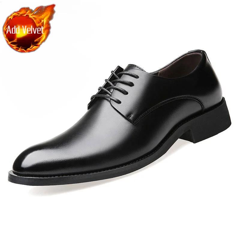Leather Casual Dress Shoes Man Social Shoe for Men Pointed Toe Black Cheap Liquidation Clothing Low Price Clearance Footwear 39
