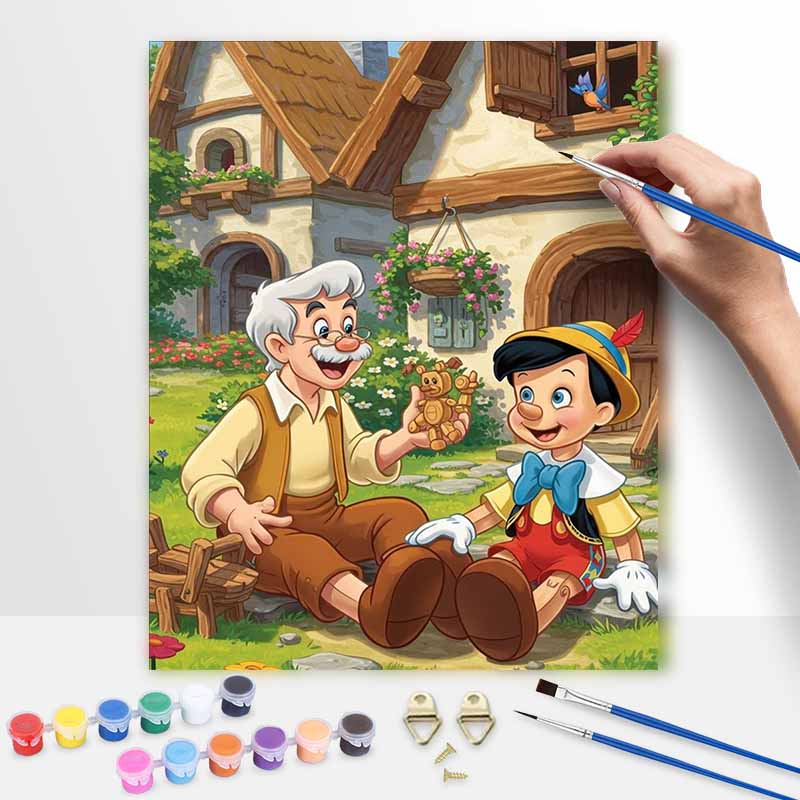 Disney Pinocchio and Geppetto Oil Paint Hand Painting Art Kit. Home Decor Gift 20x30cm