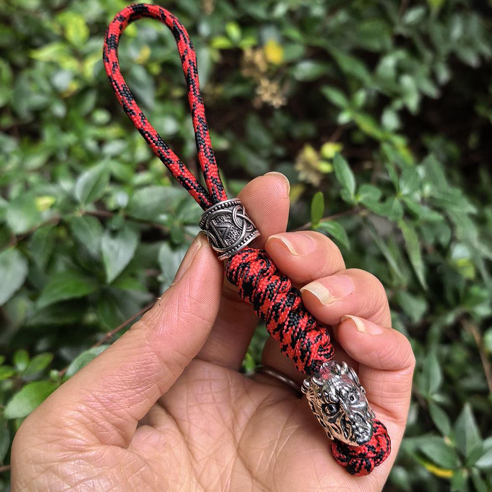Zeven-Strands Paracord Spartan Piraat Camouflage Groen Rune Sleutelhanger