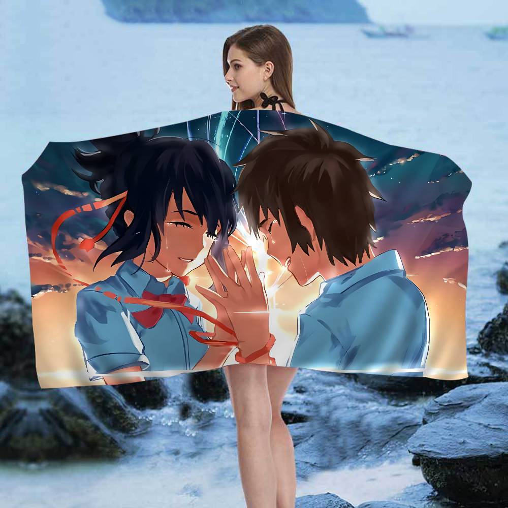 M-Makoto Anime S-Shinkai Microfiber Printed Beach Towel Mountain Climbing Yoga Beach Swimming Running Absorbent Soft Towel