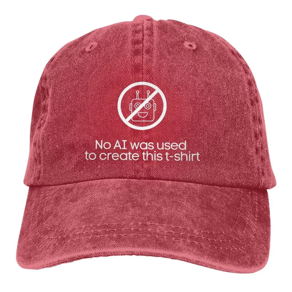 Washed Men's Baseball Cap AI Vs Human No Trucker Snapback Cowboy Caps Dad Hat ChatGPT Golf Hats