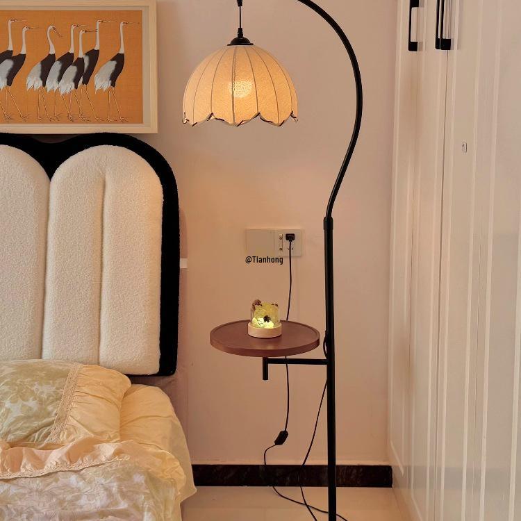 Chinese-Style Floor Lamp with Storage Rack: Living Room, Bedroom, or Study Decor