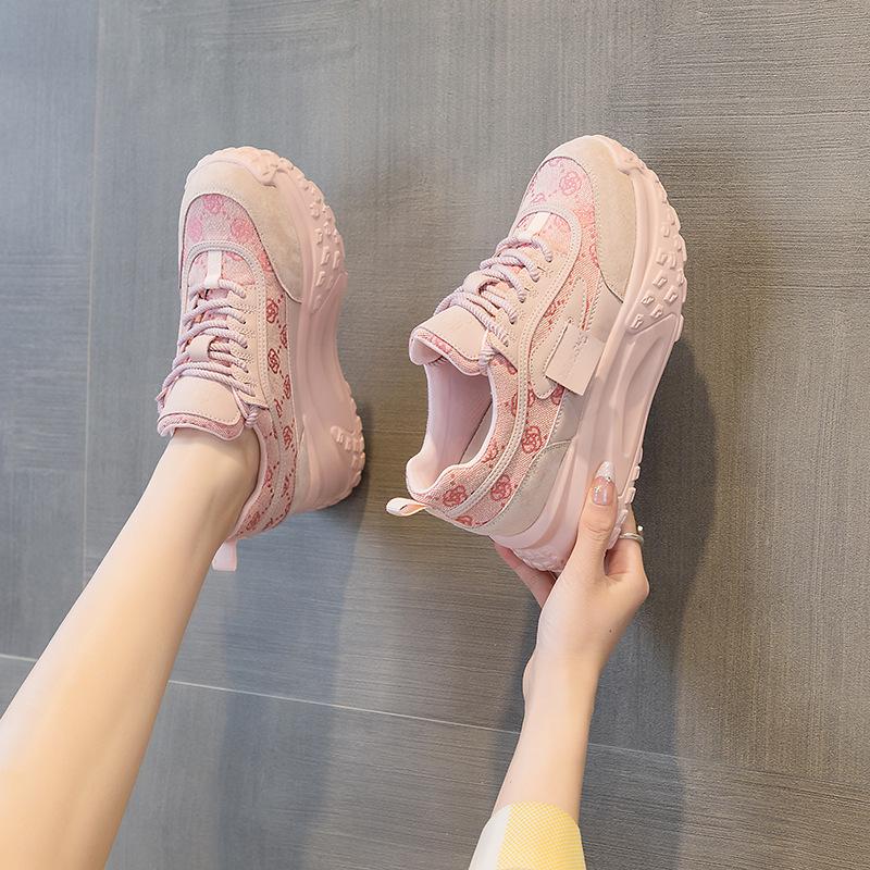 Daddy shoes special canvas women's 2025 spring new casual shoes French round head thick sole heightening casual sports shoes