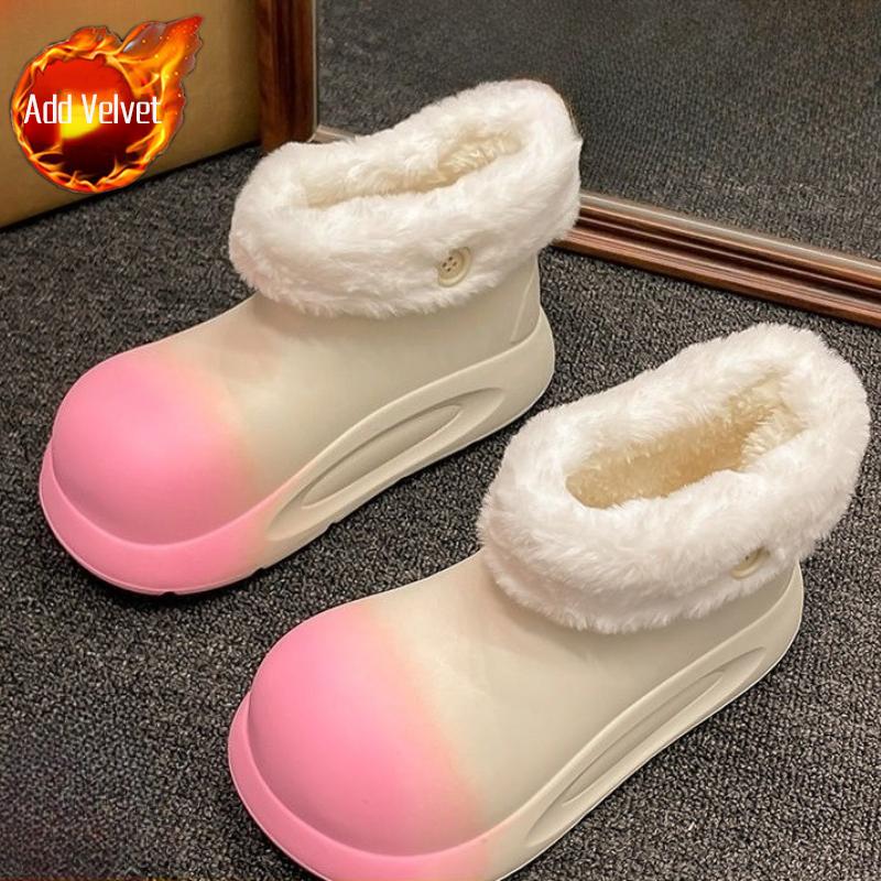 Cute Round Toe Platform Color Blocking Ladies Shoes Sale Designer Luxury Winter 2025 Novelty Fashion Plush Women's Snow Boots