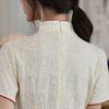 Long Fork Traditional Chinese Dress Short Sleeve Cheongsam Stand Collar Qipao Dress  Summer