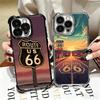 America Route 66 Plating Phone Case For Iphone 16 17 Pro Max Air 16E 14 15 Plus 12 13 Mini Anti-Fall Airabag Cover