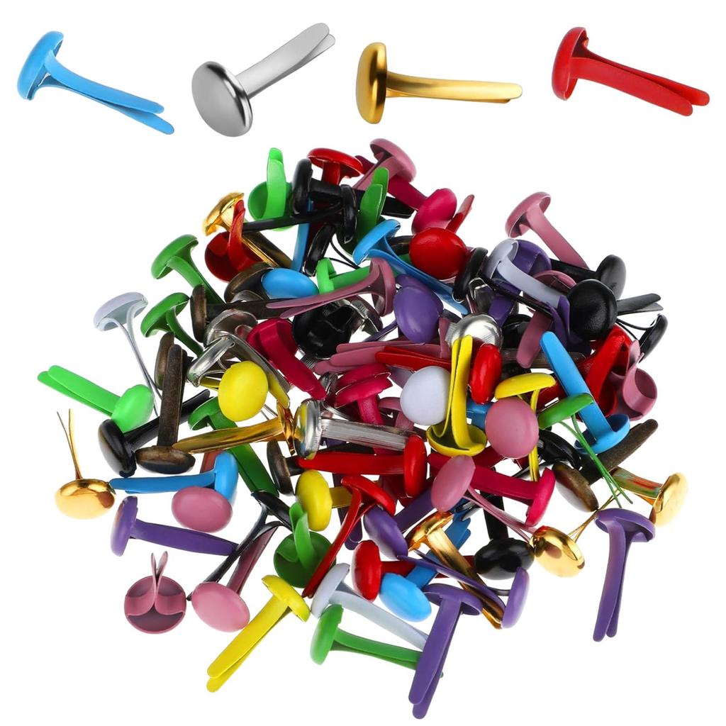 200Pcs Mini Metal Brads Multicolor Durable Paper Fasteners for DIY Project Scrapbooking Office School Paper Crafts Supplies