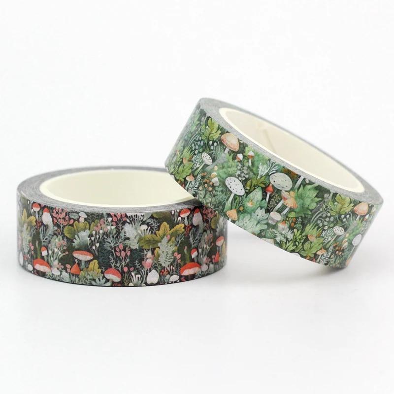 Eco Paper 1pc 10M Decor Mushrooms Flowers Cups Nautical Washi Tape Set for Scrapbooking Journaling Masking Tape Cute Stationery