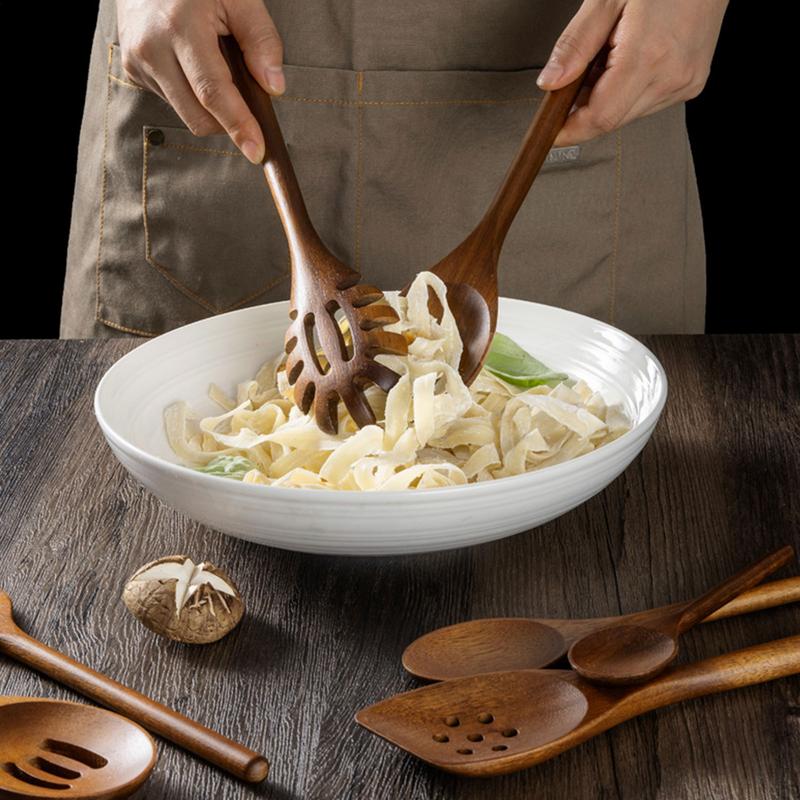 Wooden Utensil Set Nonstick Comfort Grip Wooden Spatula Set Safe Natural Healthy Kitchenware For Mixing Serving Home Family