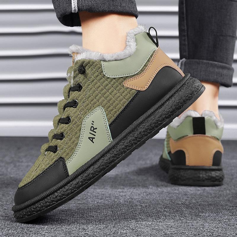 2024 New Winter Men's Shoes Fur Warm Casual Sneakers Male Fashion Vulcanized Shoes Size 44 Anti Slip Wear-Resistant Sports Shoes