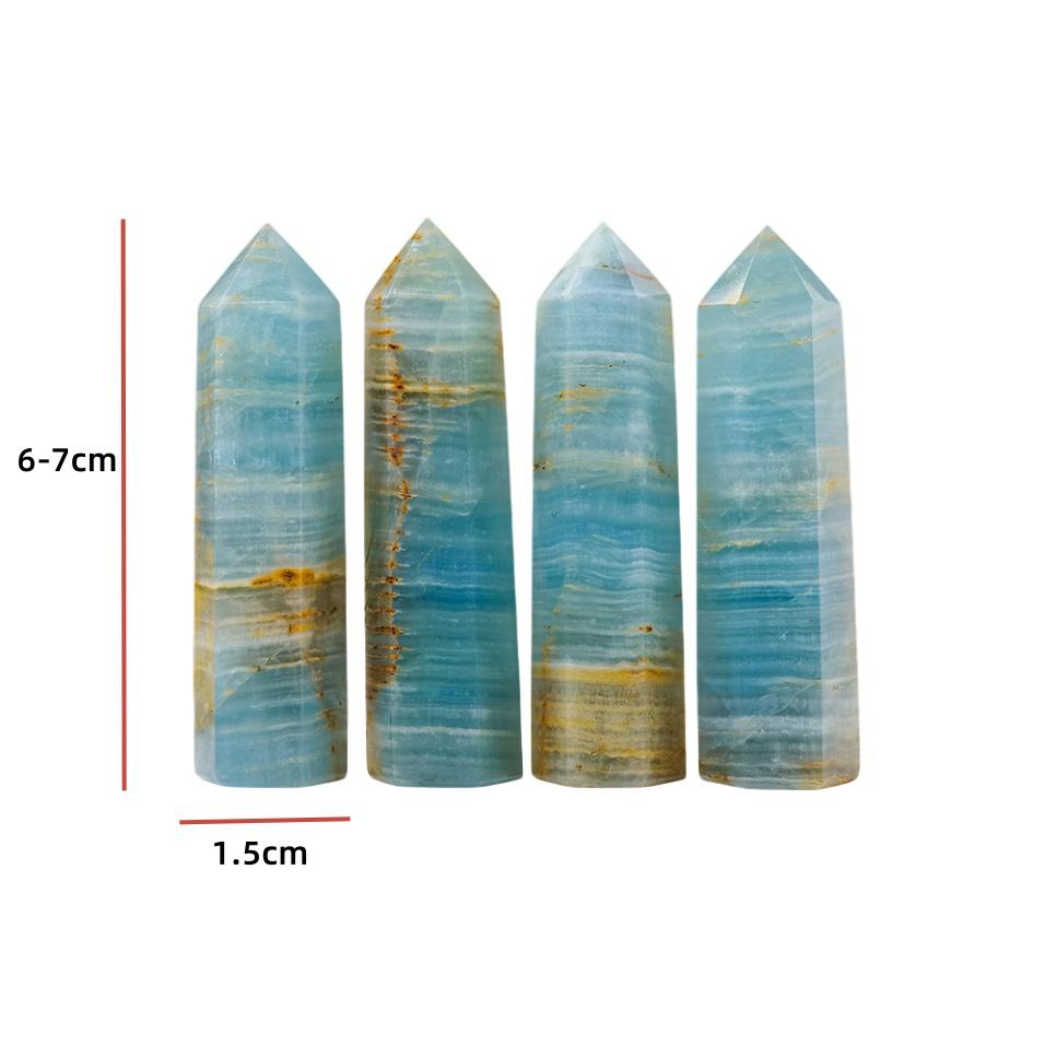 Natural Crystal Wand, Calcite Crystal Towers, Natural Large 6 Faceted Point Wands, Modern Natural Healing Crystal Point Obelisk For Reiki Meditation