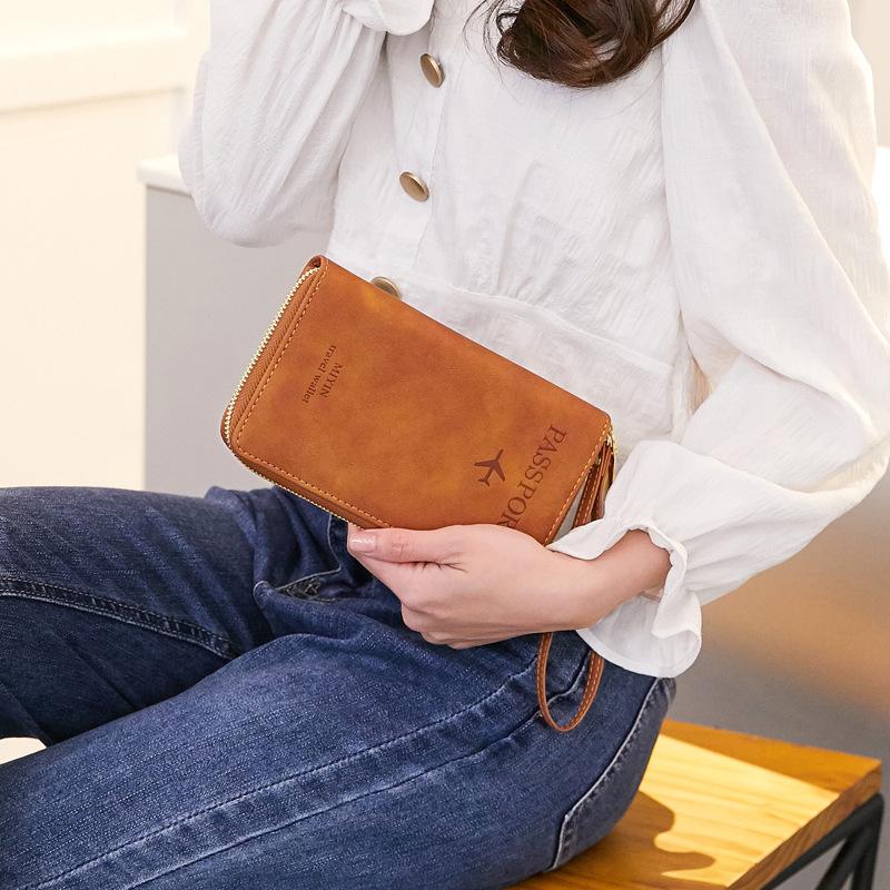 New long wallet, ticket document storage, travel mobile phone wallet, multifunctional zipper passport bag