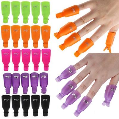 10pcs/set Manicure Cap Clip Tools Plastic Acrylic Nail Art Soak Off Clip UV Gel Removal Nail Polish
