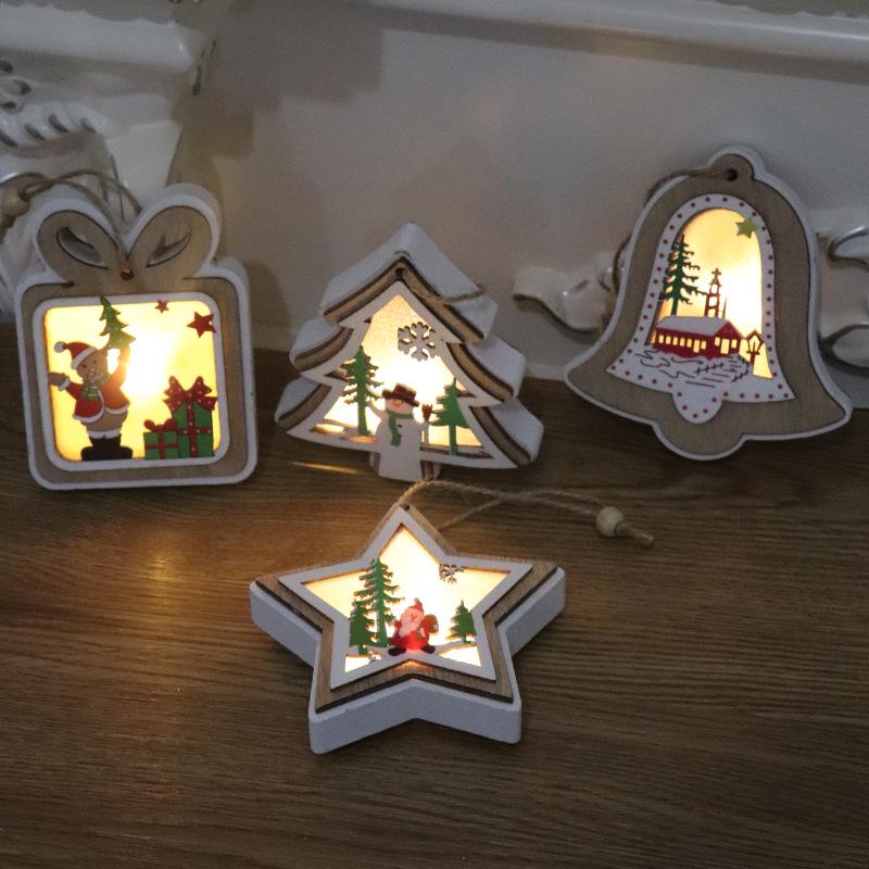 Glowing Wooden Christmas Tree Ornament Gift
