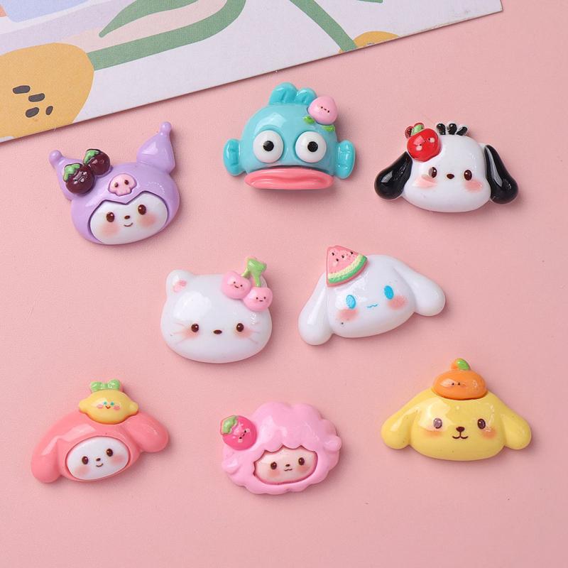 10 Pcs New Kawaii Cartoon Kitten, Puppy, Rabbit Resin Flat Back Scrapbook Figurine Diy Bow Decor Accessories Crafts A9
