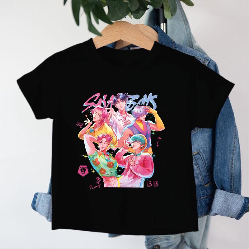 Neu 2026 KPop Dämonenjäger Saja Boys Cartoon Jungen T-Shirt Rundhals Print Mode Lässiges Top Kinder T-Shirt Kinderkleidung